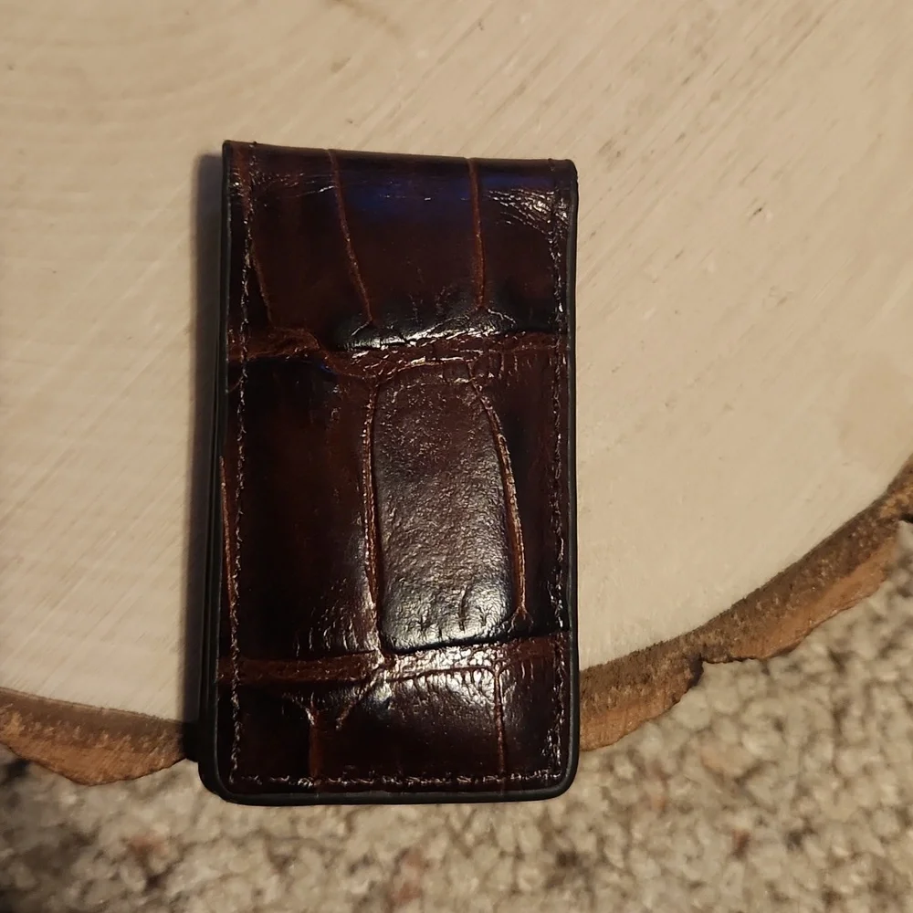 Fossil Brown Genuine Leather Magnetic Money Clip